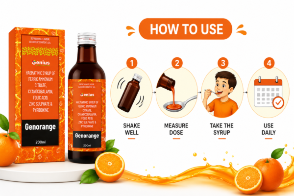 Genius Genorange Haematinic Syrup – 200ml | Orange Flavour